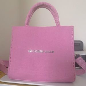End Systemic Racism ESR Brandon Blackwood Pink Canvas Mini Tote Purse Bag